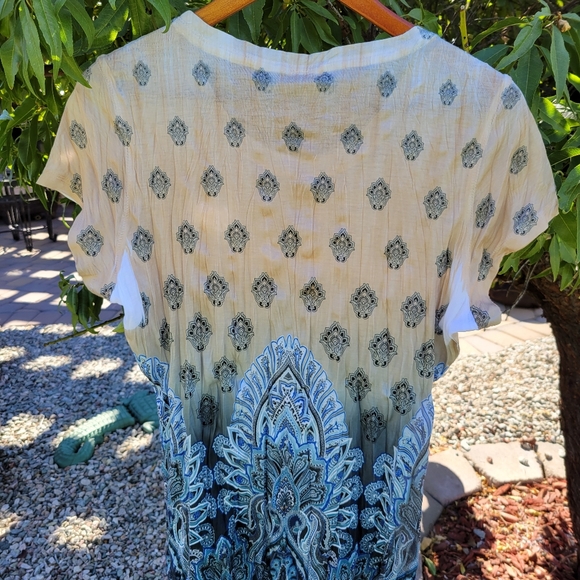 Boho Floral Print Seven7 Ladies Blouse with Ombre Design Size Large - Picture 2 of 7